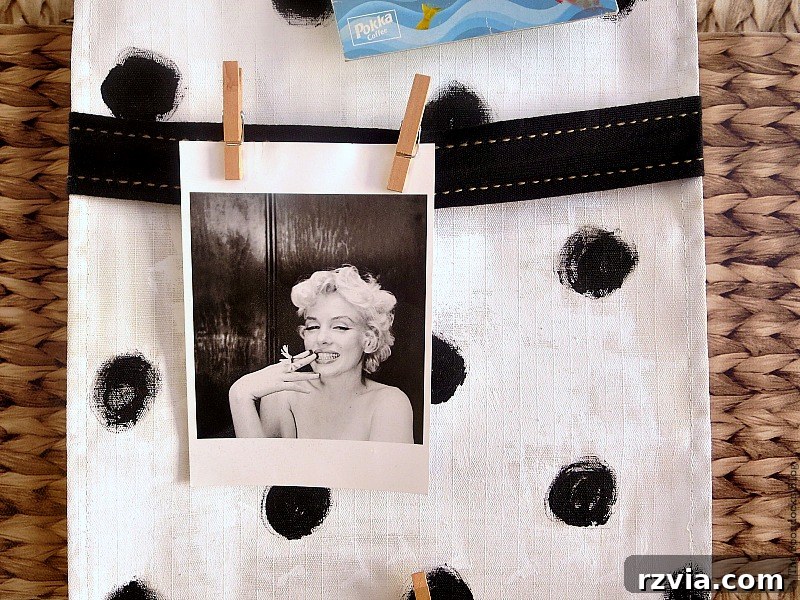 Detail of the Hanging Organizer Showing a Marilyn Monroe Photo in the Center
