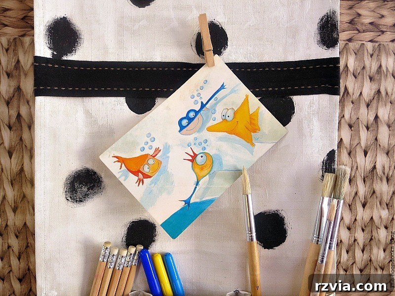 Postcard Displayed on the DIY Hanging Organizer with Mini Clothespins