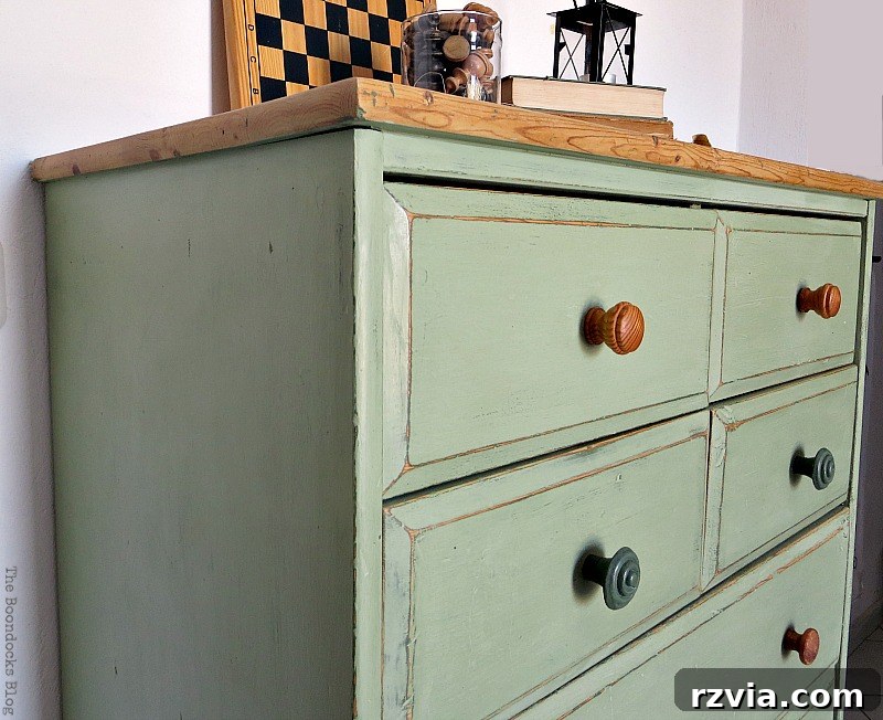 Ikea Pine Dresser Makeover 17 Side view of the revitalized IKEA pine dresser, highlighting the overall finish and distressing. How to save an Ikea Pine Dresser www.theboondocksblog.com