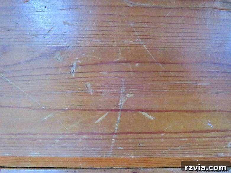 Ikea Pine Dresser Makeover 3 Close up of deep nicks and scratches on the IKEA pine dresser from years of heavy use by children. Picture How to save an Ikea Pine Dresser www.theboondocksblog.com