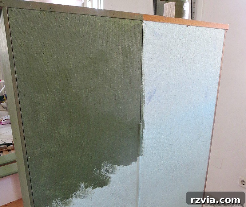 Ikea Pine Dresser Makeover 6 Dark green chalk paint covering the entire IKEA pine dresser. How to save an Ikea Pine Dresser www.theboondocksblog.com