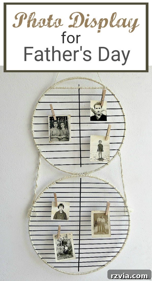 Craft a Heartfelt Photo Display for Dad 11 Final view of the repurposed barbecue grill rack photo display, ready for gifting