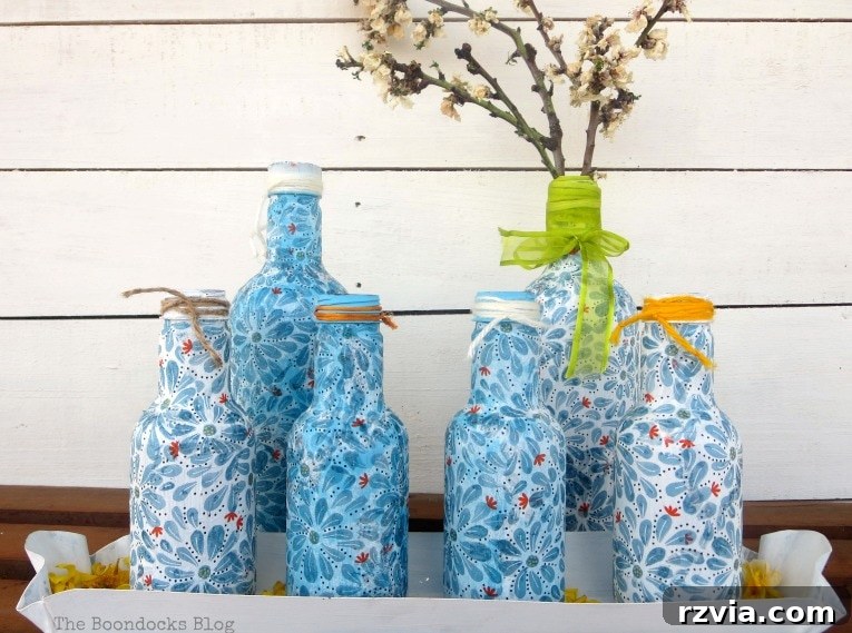 20 Heartfelt DIY Mother's Day Gifts She'll Treasure 20 Decoupaged bottles arrangement, a creative DIY Mother's Day gift