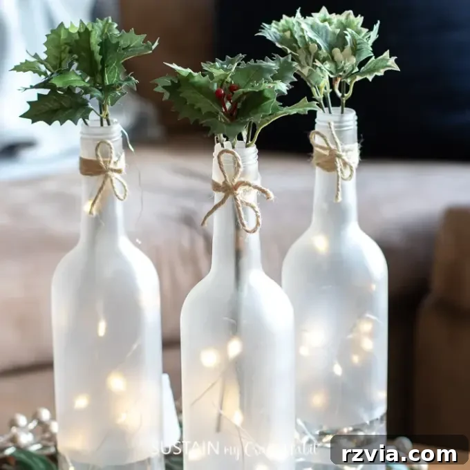20 Heartfelt DIY Mother's Day Gifts She'll Treasure 21 Frosted glass bottles with twinkle lights centerpiece
