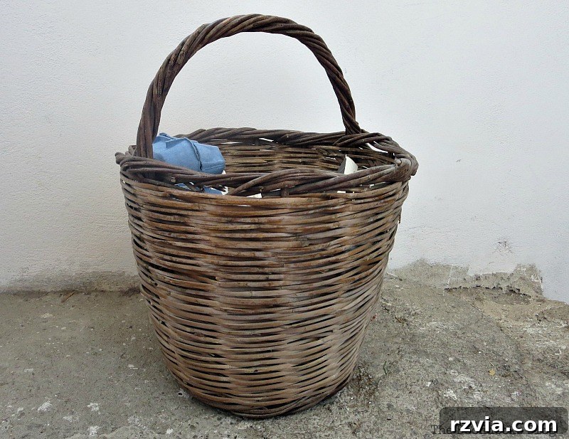 The salvaged wicker basket bottom, before its transformation.