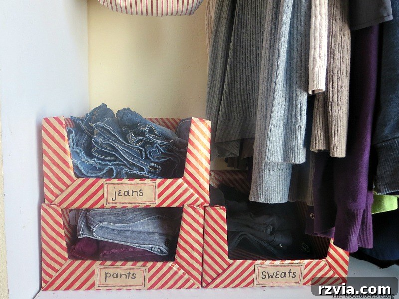 Pretty Boxes for Organizing Clothes in the Closet www.theboondocksblog.com