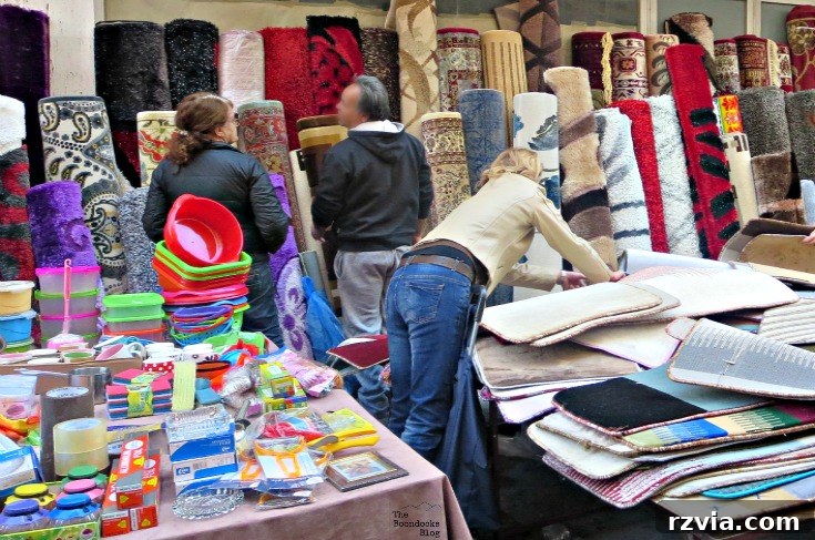 plastics, rugs stalls, The People's Market - www.theboondocksblog.com