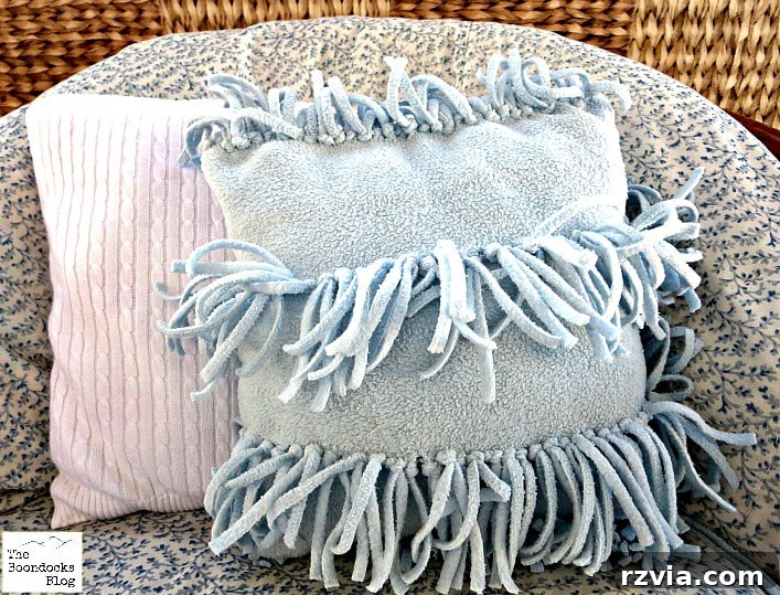 Effortless Fleece Pillow 2 Repurposed fleece scarf transformed into an almost no-sew pillow for home decor