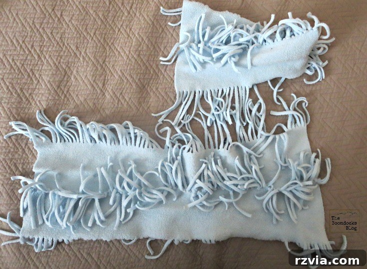 Effortless Fleece Pillow 8 Cutting and refolding a fleece scarf to create a pillow pocket