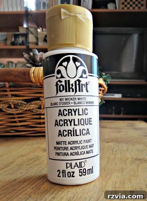 Folk Art acrylic paint – the chosen paint for the easy DIY wicker basket makeover