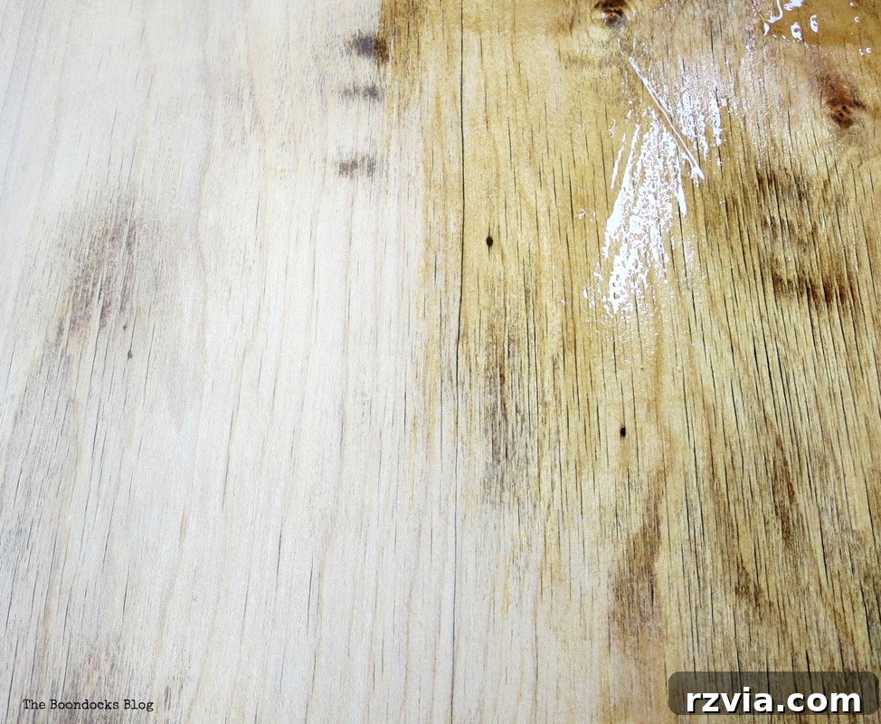 Vibrant Tri-Tone Reclaimed Coffee Table 8 Coffee table top after multiple coats of varnish, showcasing a smooth, sealed blonde wood surface.