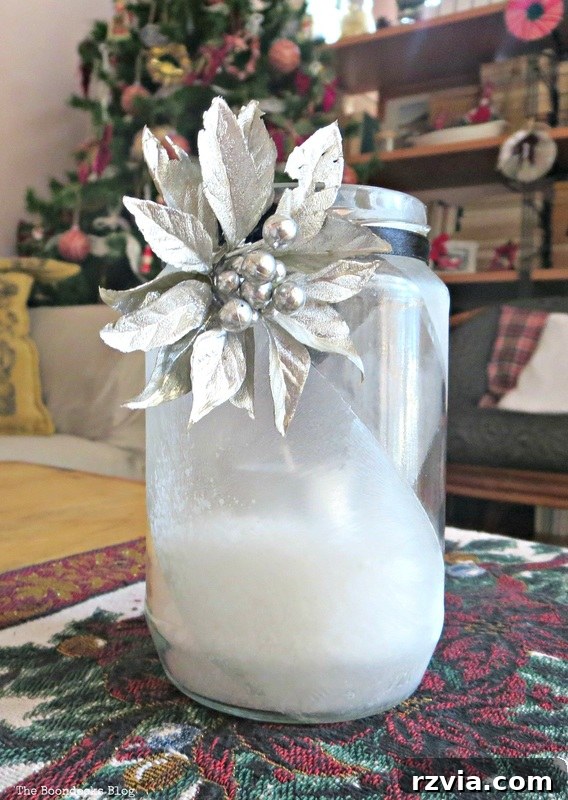 Phantom Snow 7 Tealight holder with crystal ice spray, silver flower accent, and inner salt detail