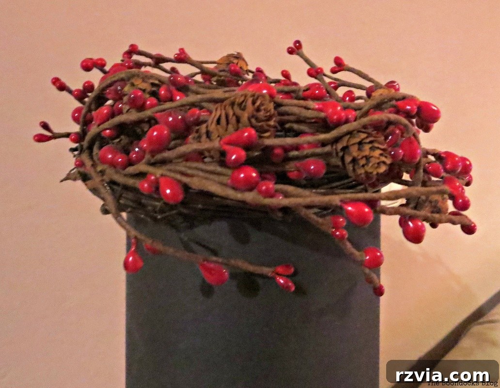 Wreath on Lamp, Home for Christmas Blog Hop - The Boondocks Blog