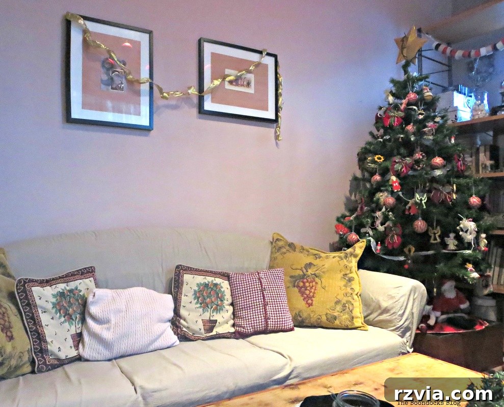 Living room sofa and tree, Home for Christmas Blog Hop - The Boondocks Blog
