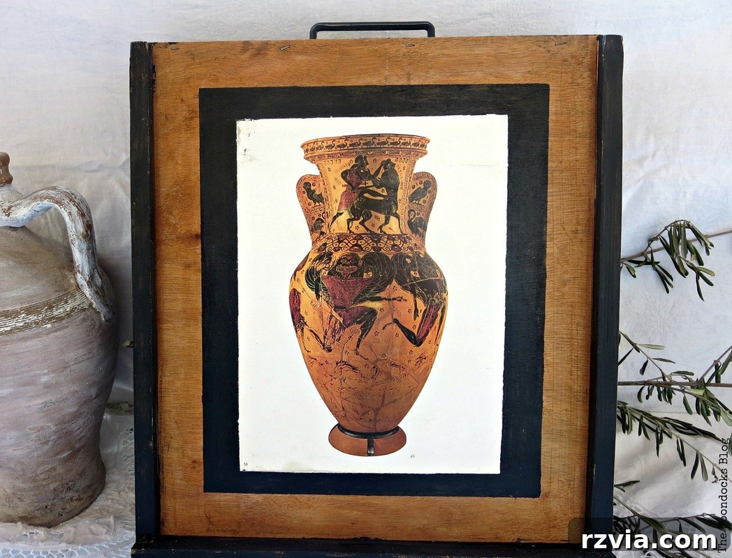  Tray from drawer, decoupaged Ancient Vases a large vase, An Ancient Tray www.theboondocksblog.com  