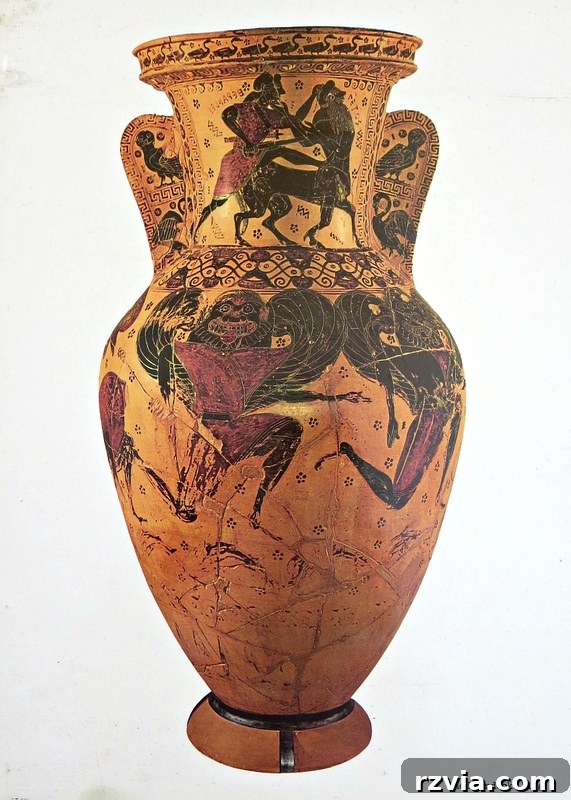  closeup of large vase,  decoupaged Ancient Vases An Ancient Tray www.theboondocksblog.com 