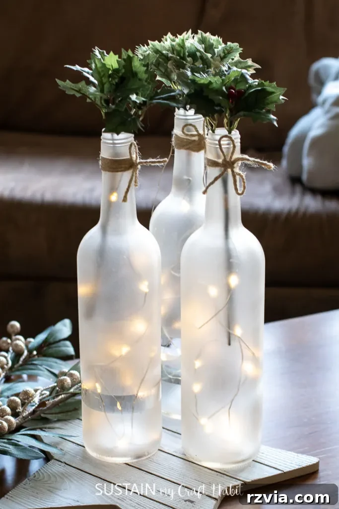 Upcycled wine bottle craft