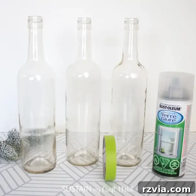 Upcycled wine bottle centerpiece