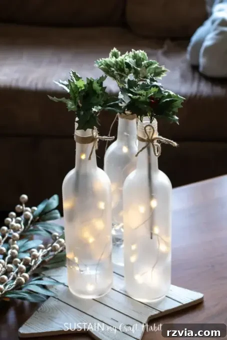 Upcycled wine bottle candle holder